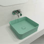 BOCCHI - Sottile Square Vessel Fireclay 15.25 in. with Matching Drain Cover in Matte Mint Green - Matte Mint Green