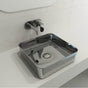 BOCCHI - Sottile Square Vessel Fireclay 15.25 in. with Matching Drain Cover in Platinum - Platinum