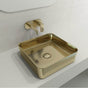 BOCCHI - Sottile Square Vessel Fireclay 15.25 in. with Matching Drain Cover in Matte Gold - Matte Gold