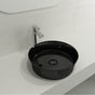 BOCCHI - Sottile Round Vessel Fireclay 15 in. with Matching Drain Cover in Black - Black