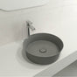BOCCHI - Sottile Round Vessel Fireclay 15 in. with Matching Drain Cover in Matte Gray - Matte Gray