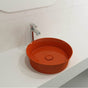 BOCCHI - Sottile Round Vessel Fireclay 15 in. with Matching Drain Cover in Orange - Orange
