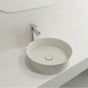 BOCCHI - Sottile Round Vessel Fireclay 15 in. with Matching Drain Cover in Biscuit - Biscuit
