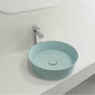 BOCCHI - Sottile Round Vessel Fireclay 15 in. with Matching Drain Cover in Matte Ice Blue - Matte Ice Blue