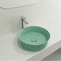 BOCCHI - Sottile Round Vessel Fireclay 15 in. with Matching Drain Cover in Matte Mint Green - Matte Mint Green