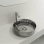 BOCCHI - Sottile Round Vessel Fireclay 15 in. with Matching Drain Cover in Platinum - Platinum