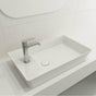 BOCCHI - Sottile Rectangle Vessel Fireclay 23.5 in. 1-Hole Faucet Deck with Matching Drain Cover in White - White