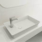 BOCCHI - Sottile Rectangle Vessel Fireclay 23.5 in. 1-Hole Faucet Deck with Matching Drain Cover in Matte White - Matte White
