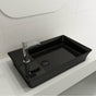BOCCHI - Sottile Rectangle Vessel Fireclay 23.5 in. 1-Hole Faucet Deck with Matching Drain Cover in Black - Black