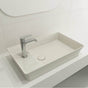 BOCCHI - Sottile Rectangle Vessel Fireclay 23.5 in. 1-Hole Faucet Deck with Matching Drain Cover in Biscuit - Biscuit