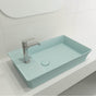 BOCCHI - Sottile Rectangle Vessel Fireclay 23.5 in. 1-Hole Faucet Deck with Matching Drain Cover in Matte Ice Blue - Matte Ice Blue