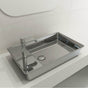 BOCCHI - Sottile Rectangle Vessel Fireclay 23.5 in. 1-Hole Faucet Deck with Matching Drain Cover in Platinum - Platinum