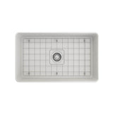 Aderci Ultra-Slim Farmhouse Apron Front Fireclay 30 in. Single Bowl Kitchen Sink with Protective Bottom Grid and Strainer in White