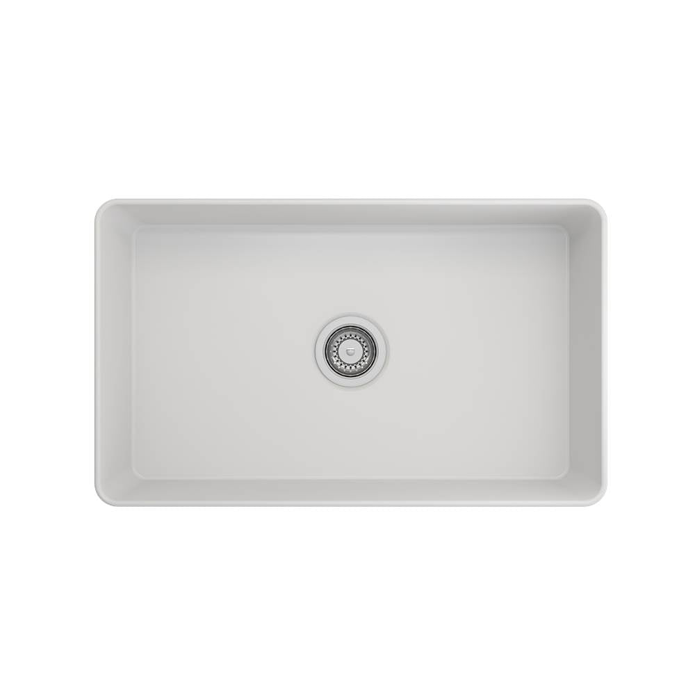 Aderci Ultra-Slim Farmhouse Apron Front Fireclay 30 in. Single Bowl Kitchen Sink with Protective Bottom Grid and Strainer in White