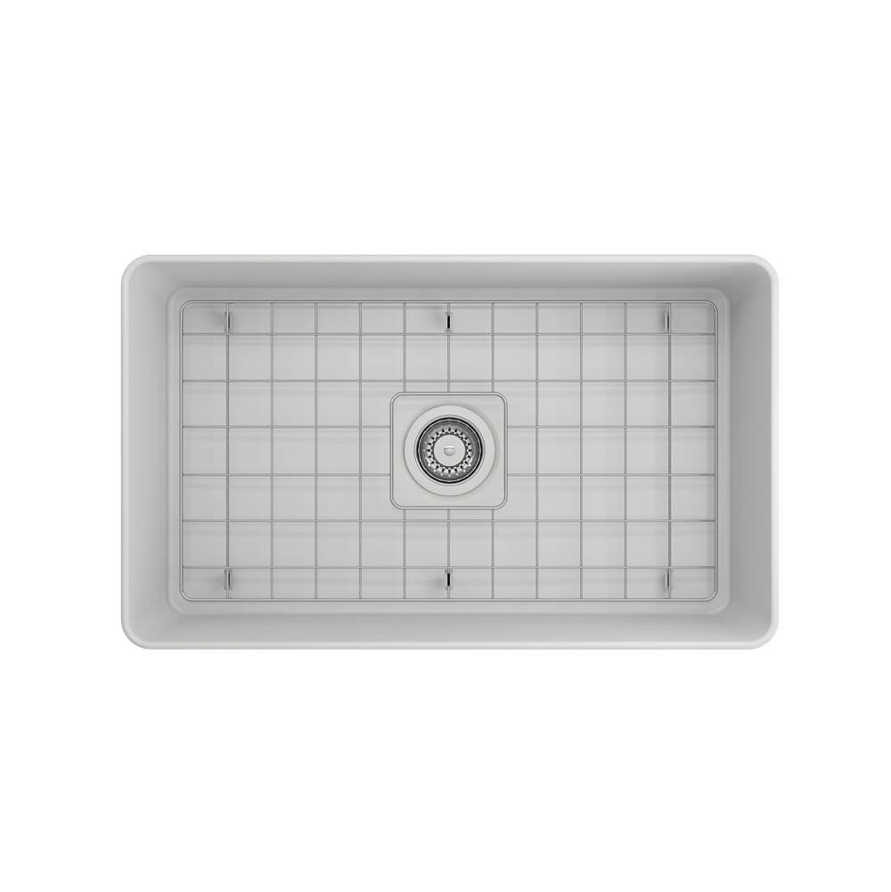Aderci Ultra-Slim Farmhouse Apron Front Fireclay 30 in. Single Bowl Kitchen Sink with Protective Bottom Grid and Strainer in White