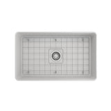 Aderci Ultra-Slim Farmhouse Apron Front Fireclay 30 in. Single Bowl Kitchen Sink with Protective Bottom Grid and Strainer in White