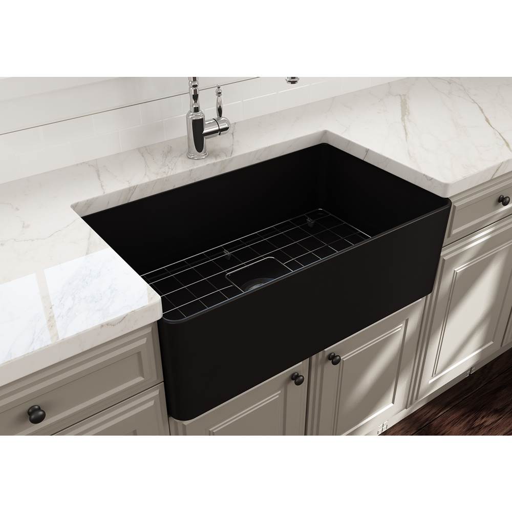 Aderci Ultra-Slim Farmhouse Apron Front Fireclay 30 in. Single Bowl Kitchen Sink with Protective Bottom Grid and Strainer in White