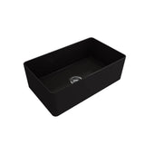 BOCCHI - Aderci Ultra-Slim Farmhouse Apron Front Fireclay 30 in. Single Bowl Kitchen Sink with Protective Bottom Grid and Strainer in Matte Black - Matte Black