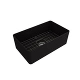 Aderci Ultra-Slim Farmhouse Apron Front Fireclay 30 in. Single Bowl Kitchen Sink with Protective Bottom Grid and Strainer in White