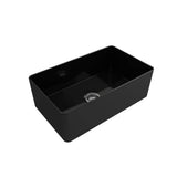 BOCCHI - Aderci Ultra-Slim Farmhouse Apron Front Fireclay 30 in. Single Bowl Kitchen Sink with Protective Bottom Grid and Strainer in Black - Black
