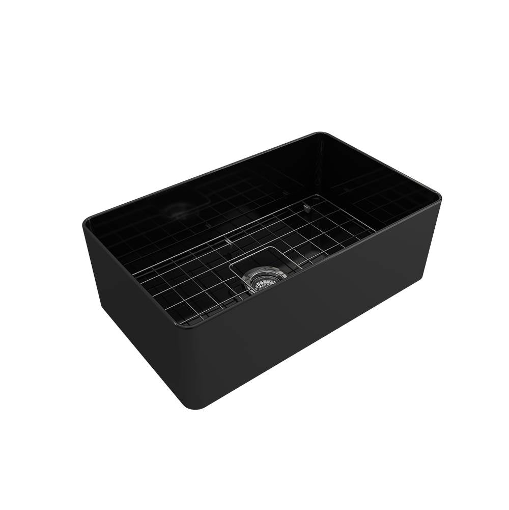 Aderci Ultra-Slim Farmhouse Apron Front Fireclay 30 in. Single Bowl Kitchen Sink with Protective Bottom Grid and Strainer in White