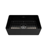Aderci Ultra-Slim Farmhouse Apron Front Fireclay 30 in. Single Bowl Kitchen Sink with Protective Bottom Grid and Strainer in White