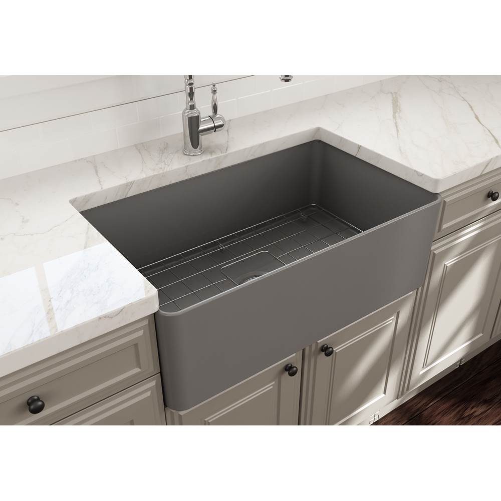 Aderci Ultra-Slim Farmhouse Apron Front Fireclay 30 in. Single Bowl Kitchen Sink with Protective Bottom Grid and Strainer in White