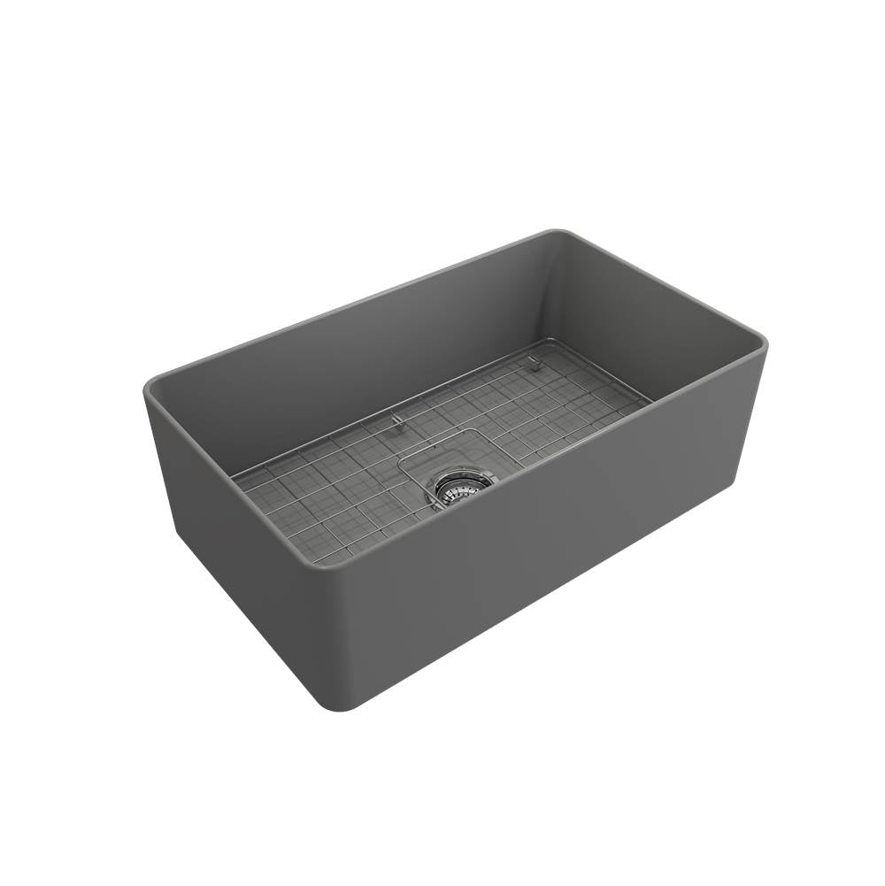 Aderci Ultra-Slim Farmhouse Apron Front Fireclay 30 in. Single Bowl Kitchen Sink with Protective Bottom Grid and Strainer in White