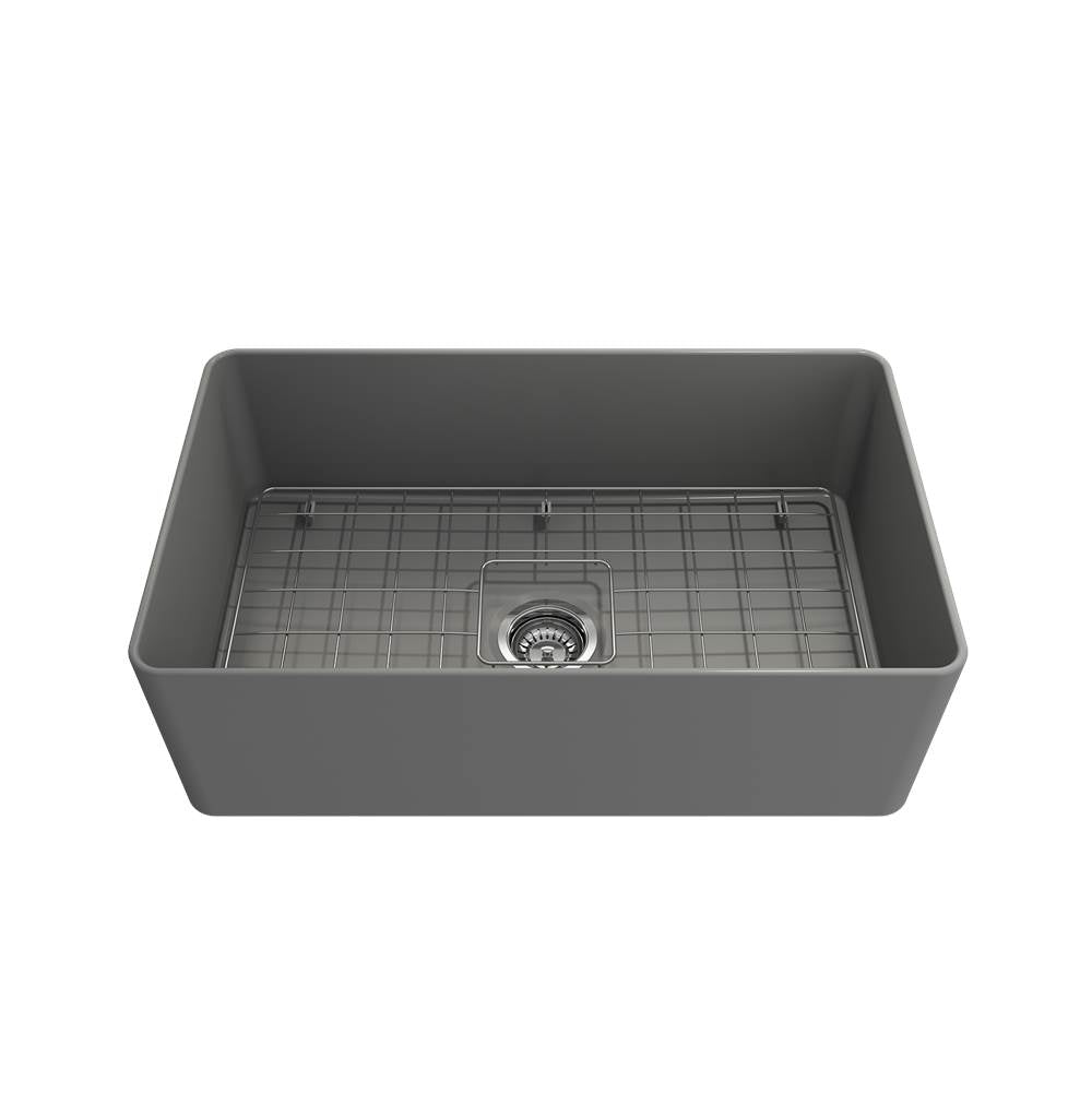 Aderci Ultra-Slim Farmhouse Apron Front Fireclay 30 in. Single Bowl Kitchen Sink with Protective Bottom Grid and Strainer in White