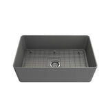 Aderci Ultra-Slim Farmhouse Apron Front Fireclay 30 in. Single Bowl Kitchen Sink with Protective Bottom Grid and Strainer in White