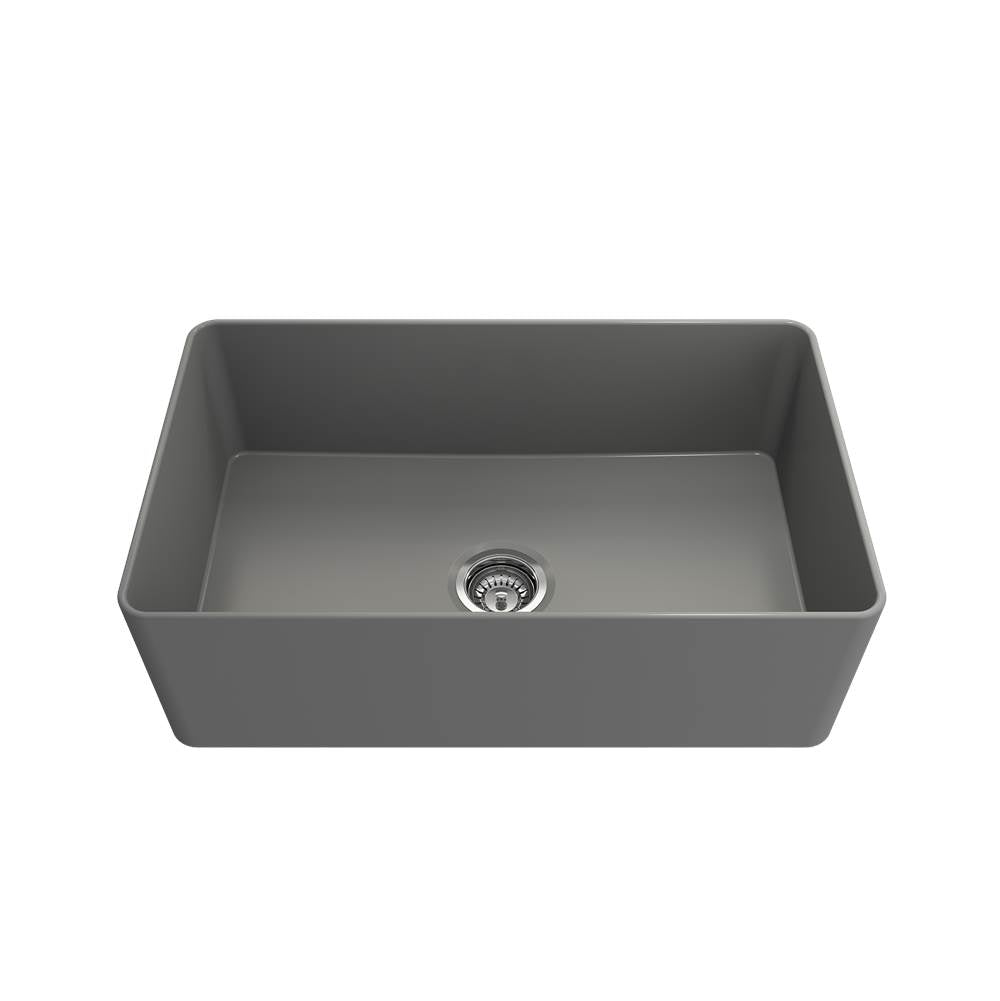 Aderci Ultra-Slim Farmhouse Apron Front Fireclay 30 in. Single Bowl Kitchen Sink with Protective Bottom Grid and Strainer in White