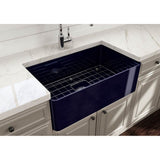 Aderci Ultra-Slim Farmhouse Apron Front Fireclay 30 in. Single Bowl Kitchen Sink with Protective Bottom Grid and Strainer in White