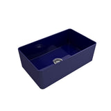 BOCCHI - Aderci Ultra-Slim Farmhouse Apron Front Fireclay 30 in. Single Bowl Kitchen Sink with Protective Bottom Grid and Strainer in Sapphire Blue - Sapphire Blue