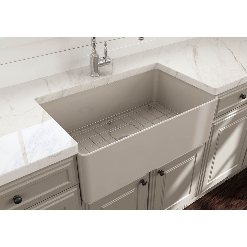 Aderci Ultra-Slim Farmhouse Apron Front Fireclay 30 in. Single Bowl Kitchen Sink with Protective Bottom Grid and Strainer in White