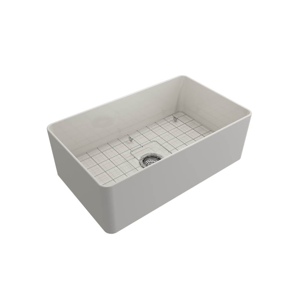 Aderci Ultra-Slim Farmhouse Apron Front Fireclay 30 in. Single Bowl Kitchen Sink with Protective Bottom Grid and Strainer in White