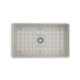 Aderci Ultra-Slim Farmhouse Apron Front Fireclay 30 in. Single Bowl Kitchen Sink with Protective Bottom Grid and Strainer in White