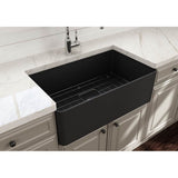 Aderci Ultra-Slim Farmhouse Apron Front Fireclay 30 in. Single Bowl Kitchen Sink with Protective Bottom Grid and Strainer in White