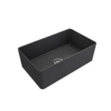 BOCCHI - Aderci Ultra-Slim Farmhouse Apron Front Fireclay 30 in. Single Bowl Kitchen Sink with Protective Bottom Grid and Strainer in Matte Dark Gray - Matte Dark Gray