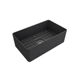 Aderci Ultra-Slim Farmhouse Apron Front Fireclay 30 in. Single Bowl Kitchen Sink with Protective Bottom Grid and Strainer in White