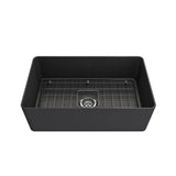 Aderci Ultra-Slim Farmhouse Apron Front Fireclay 30 in. Single Bowl Kitchen Sink with Protective Bottom Grid and Strainer in White