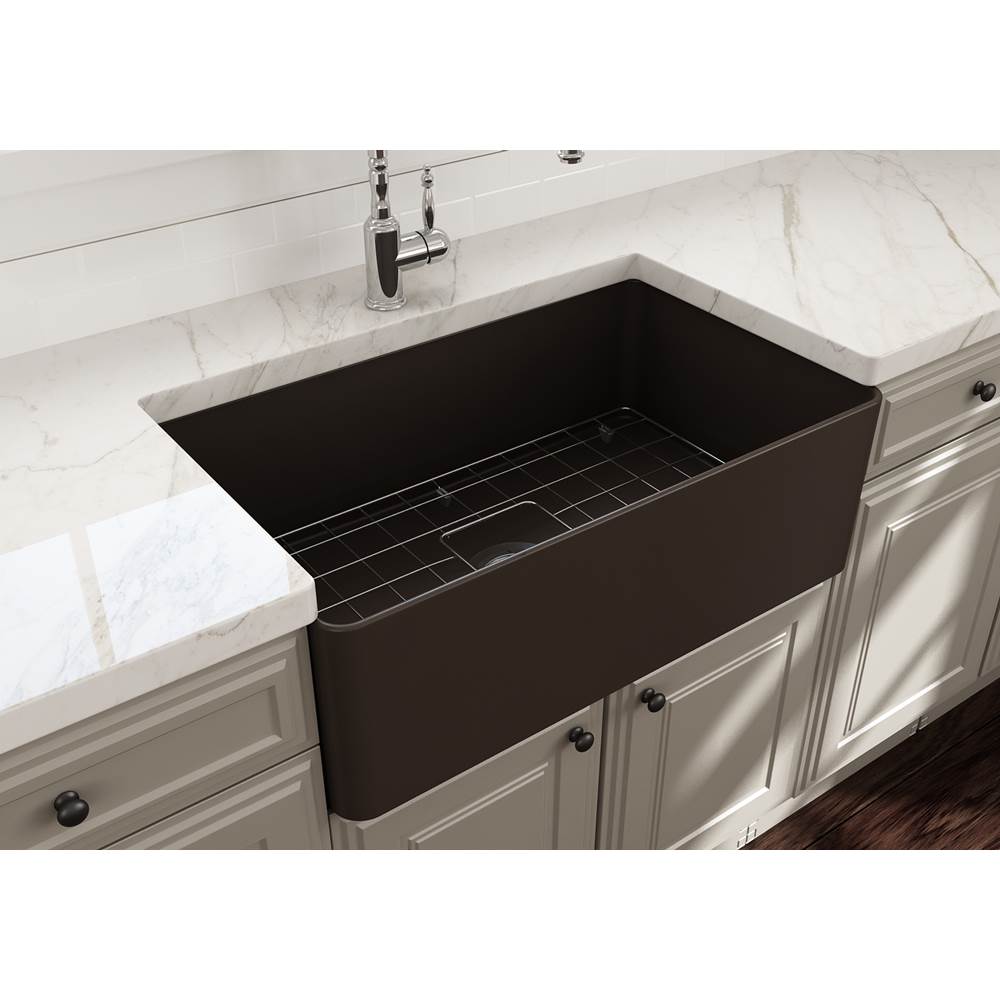 Aderci Ultra-Slim Farmhouse Apron Front Fireclay 30 in. Single Bowl Kitchen Sink with Protective Bottom Grid and Strainer in White