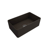 BOCCHI - Aderci Ultra-Slim Farmhouse Apron Front Fireclay 30 in. Single Bowl Kitchen Sink with Protective Bottom Grid and Strainer in Matte Brown - Matte Brown