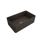 Aderci Ultra-Slim Farmhouse Apron Front Fireclay 30 in. Single Bowl Kitchen Sink with Protective Bottom Grid and Strainer in White