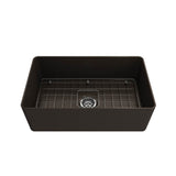 Aderci Ultra-Slim Farmhouse Apron Front Fireclay 30 in. Single Bowl Kitchen Sink with Protective Bottom Grid and Strainer in White