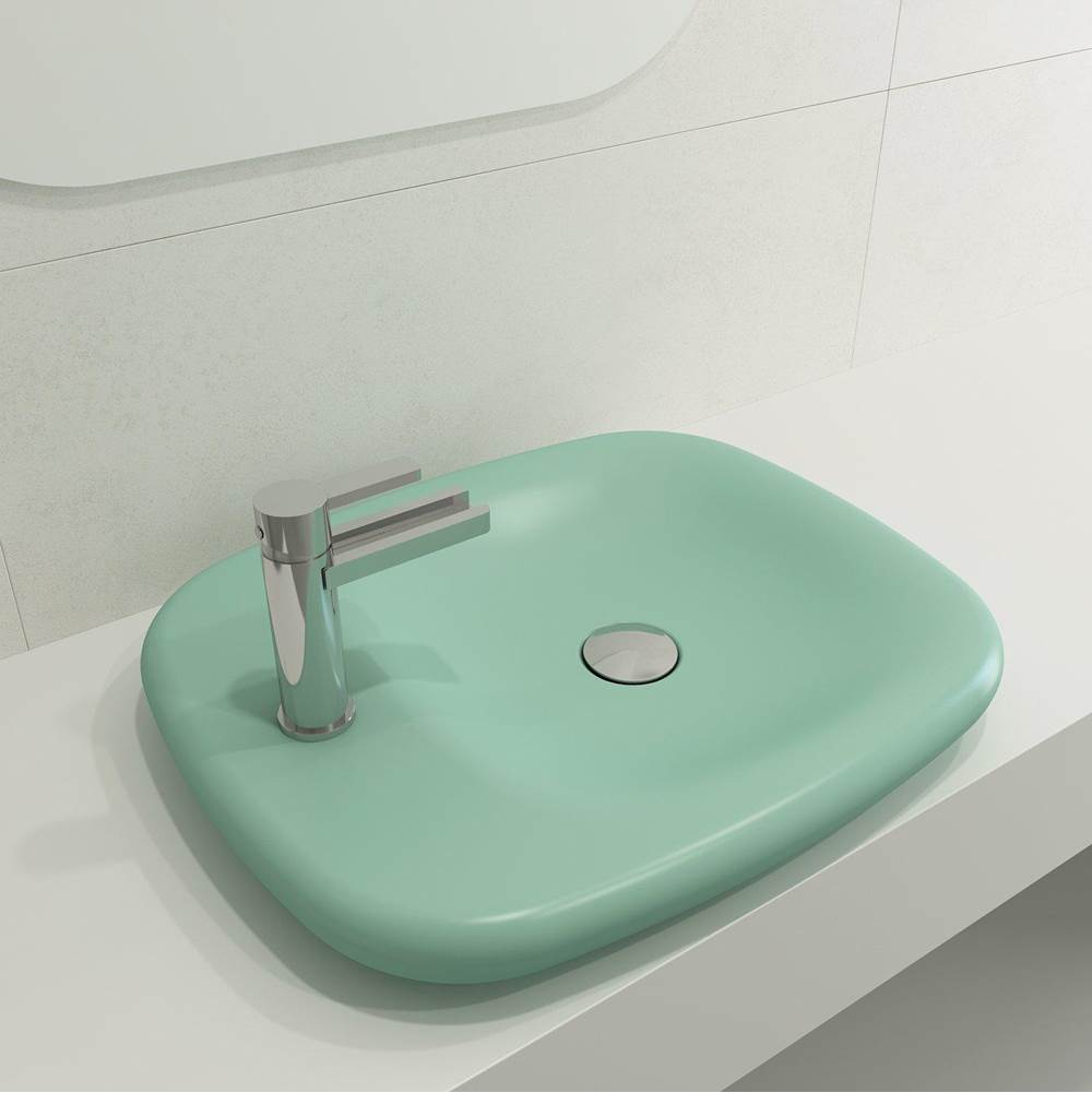 BOCCHI - Fenice Vessel Fireclay 21.75 in. 1-Hole in Matte Mint Green - Matte Mint Green