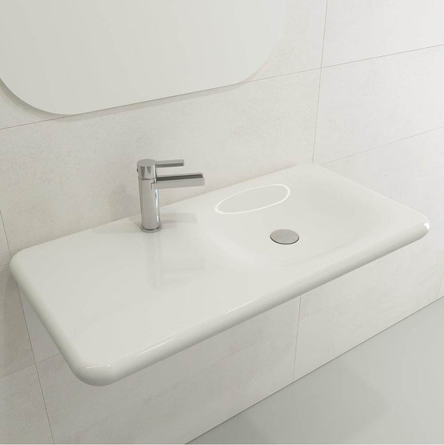 BOCCHI - Fenice Wall-Mounted Sink Fireclay 35.5 in. 1-Hole in White - White