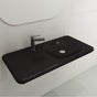 BOCCHI - Fenice Wall-Mounted Sink Fireclay 35.5 in. 1-Hole in Matte Black - Matte Black