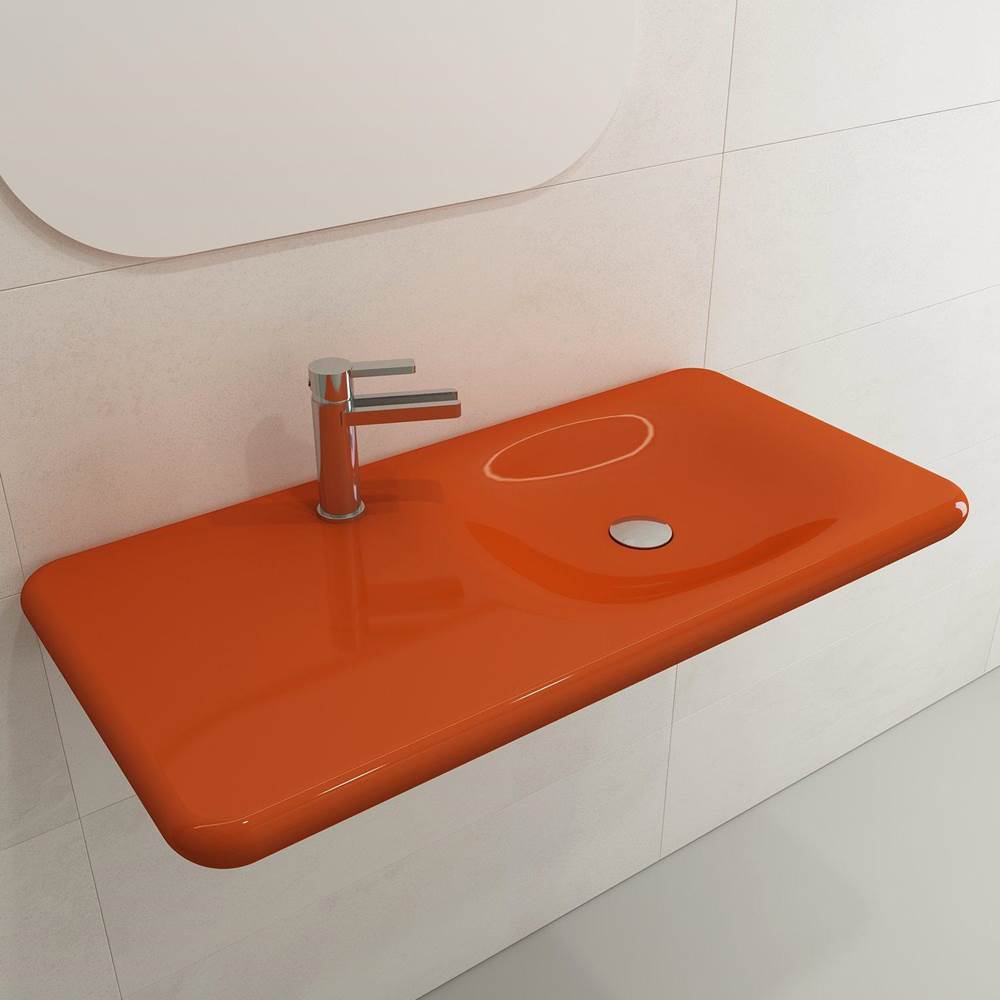 BOCCHI - Fenice Wall-Mounted Sink Fireclay 35.5 in. 1-Hole in Orange - Orange