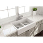 BOCCHI - Nuova Apron Front Drop-In Fireclay 34 in. 50/50 Double Bowl Kitchen Sink with Protective Bottom Grids and Strainers in White - White