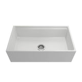 Contempo Step-Rim Apron Front Fireclay 33 in. Single Bowl Kitchen Sink with Integrated Work Station & Accessories in White